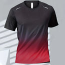 Camisetas deportivas para hombre, ropa deportiva de fitness, de secado rápido, con gradiente, de manga corta, para exteriores, baloncesto, entrenamiento, running, ropa para hombre