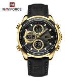 New NAVIFORCE Watches for Men Leather Men's Military Sport Waterproof Watch Quartz Wristwatch Chronograph Male Clock