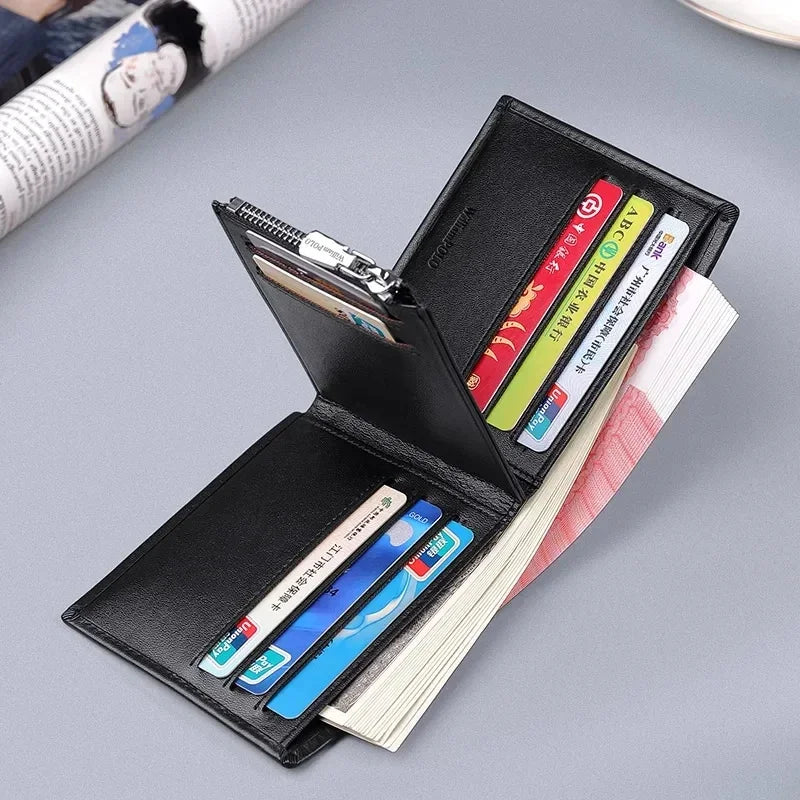 Men's Slim Wallet Genuine Leather Mini Purse Casual Design Bifold Wallet Brand Short Slim Wallet WILLIAMPOLO Luxury brand