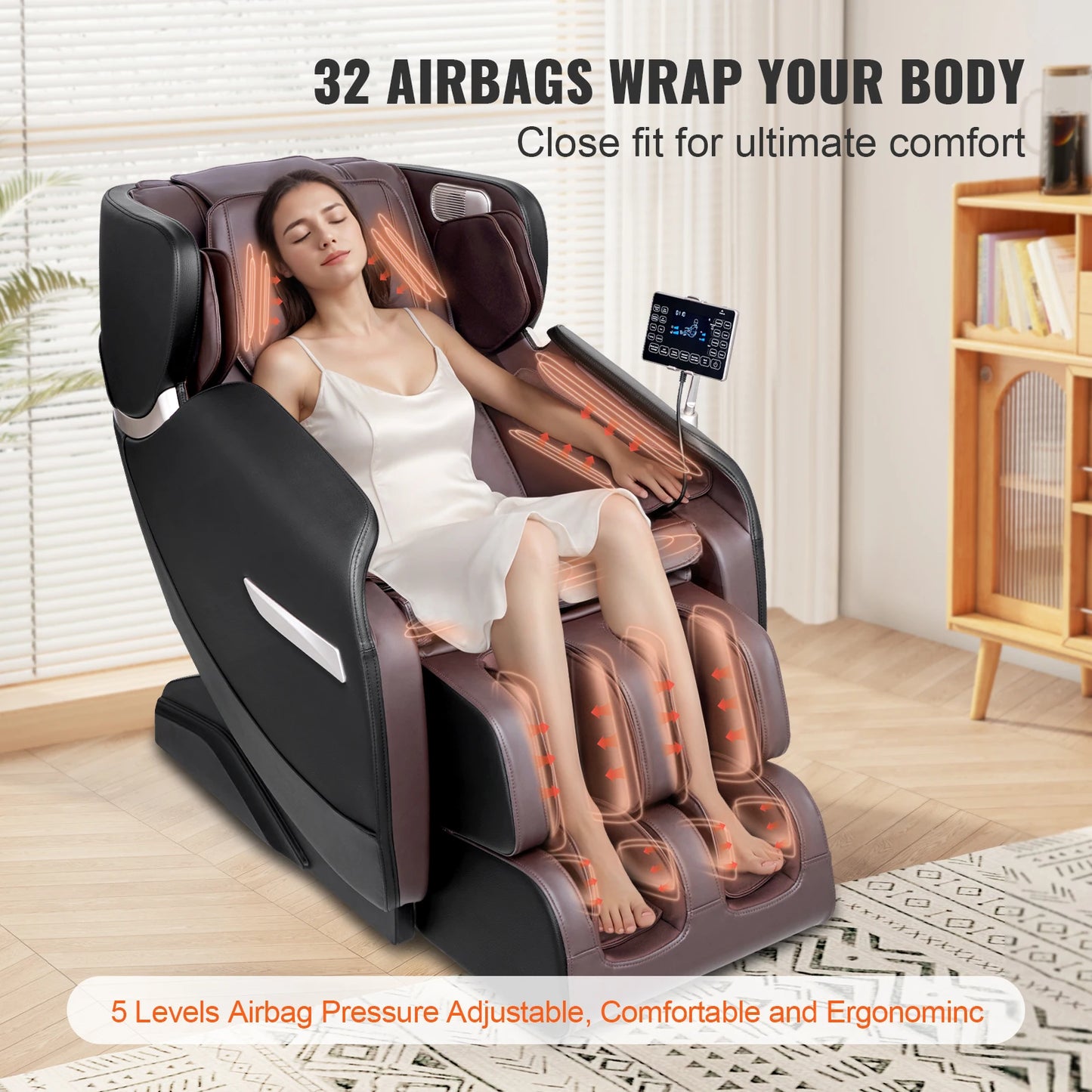 VEVOR Massage Chair - Full Body Zero Gravity Recliner with Multi Auto Modes 3D Shiatsu Heating Bluetooth Speaker Foot Roller