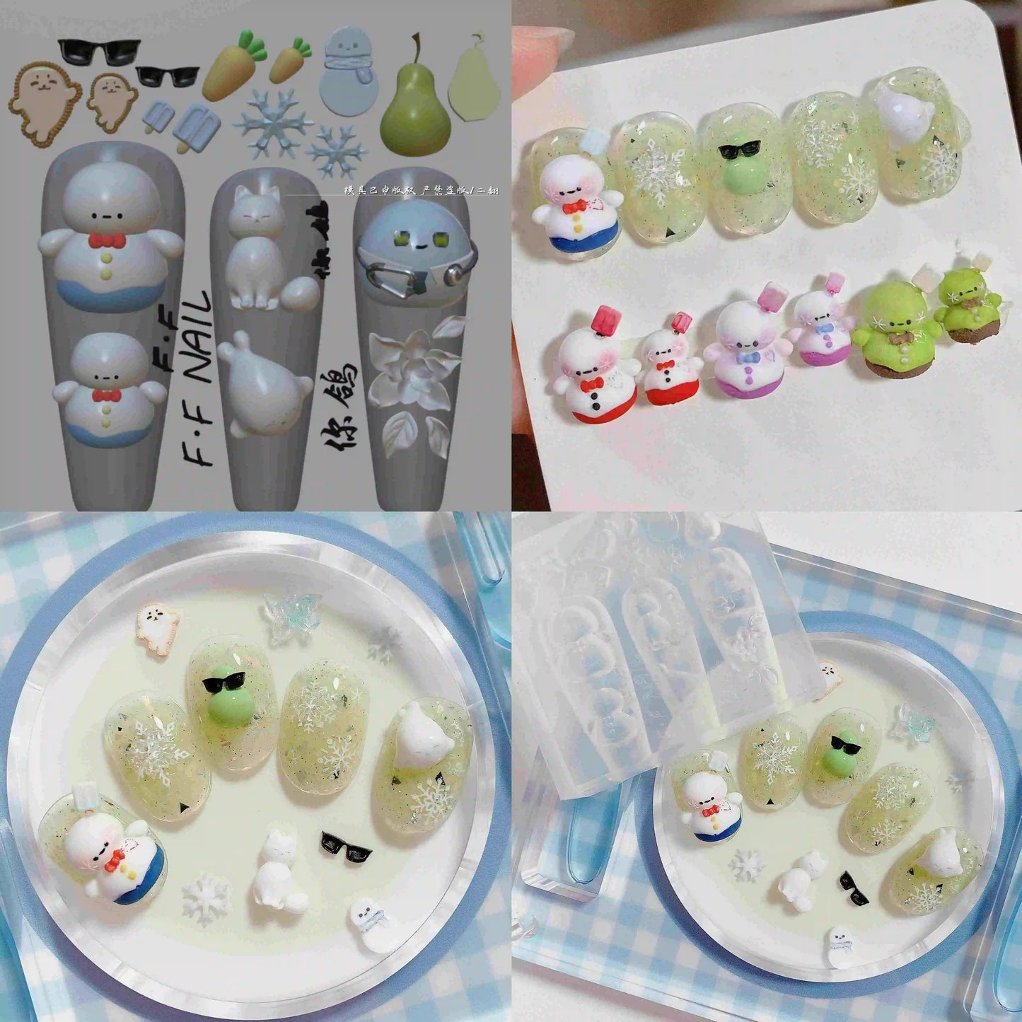 1pc  Snake Flamingo Jellyfish Dragon Dtream 3D Acrylic Mold  Nail Art DIY  Silicone  Nail Art Templates Nails Mold