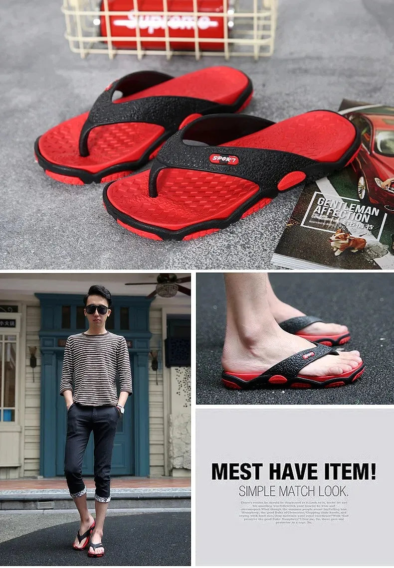 Men's Summer 2025 Trendy Flip-Flops Beachwear Slippers Anti-slip Deodorant Casual Shoes Plastic Slip-On Sandals for Adults