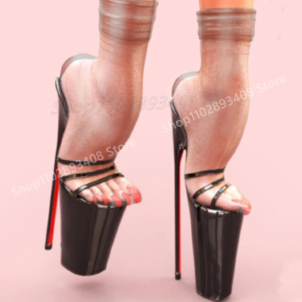 Pink Hollow Belts Decor Slippers Platform Hot Girls Extreme Stiletto High Heel Sexy Women Shoes 2025 Summer Zapatos Para Mujere