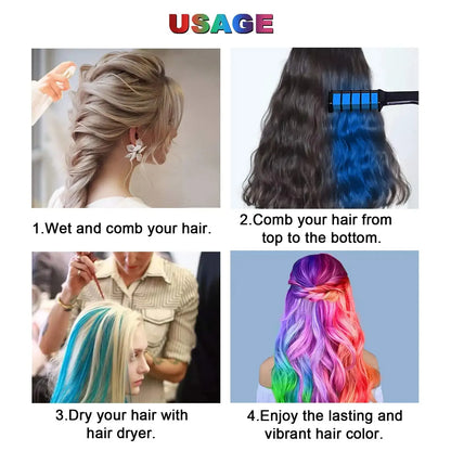 Juego de 10 peines para teñir el cabello multicolor para niños, kits de maquillaje de moda, peines desechables para teñir el cabello, juguetes para niñas, pintura para el cabello