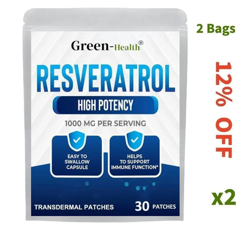 30 Patches Resveratrol Transdermal Patches Antioxidant Supplement Helps Support Anti-Aging and Immune System