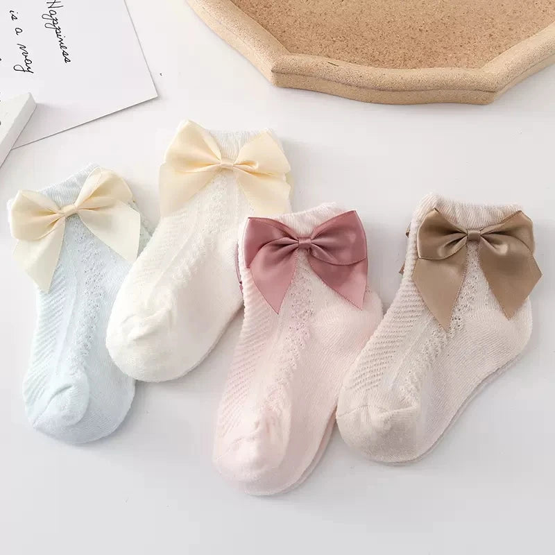 3 pares de calcetines de malla de verano para bebé, calcetines de algodón suave con lazo para recién nacidos, calcetines transpirables bonitos para niñas pequeñas de princesa