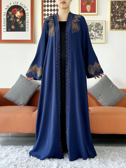 Vestido elegante de gasa para mujer, abaya abierta con cremallera, ropa musulmana, cárdigan islámico, abaya, nuevo