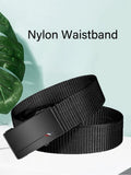 Cinturón de nailon tejido para hombre, con hebilla automática, para deportes al aire libre y ocio, ideal para vaqueros.