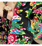 Men Suit 2 Piece Fashion Party Mens Vintage Print Big flower in northeast China Suits Jacket Pants Men Sets