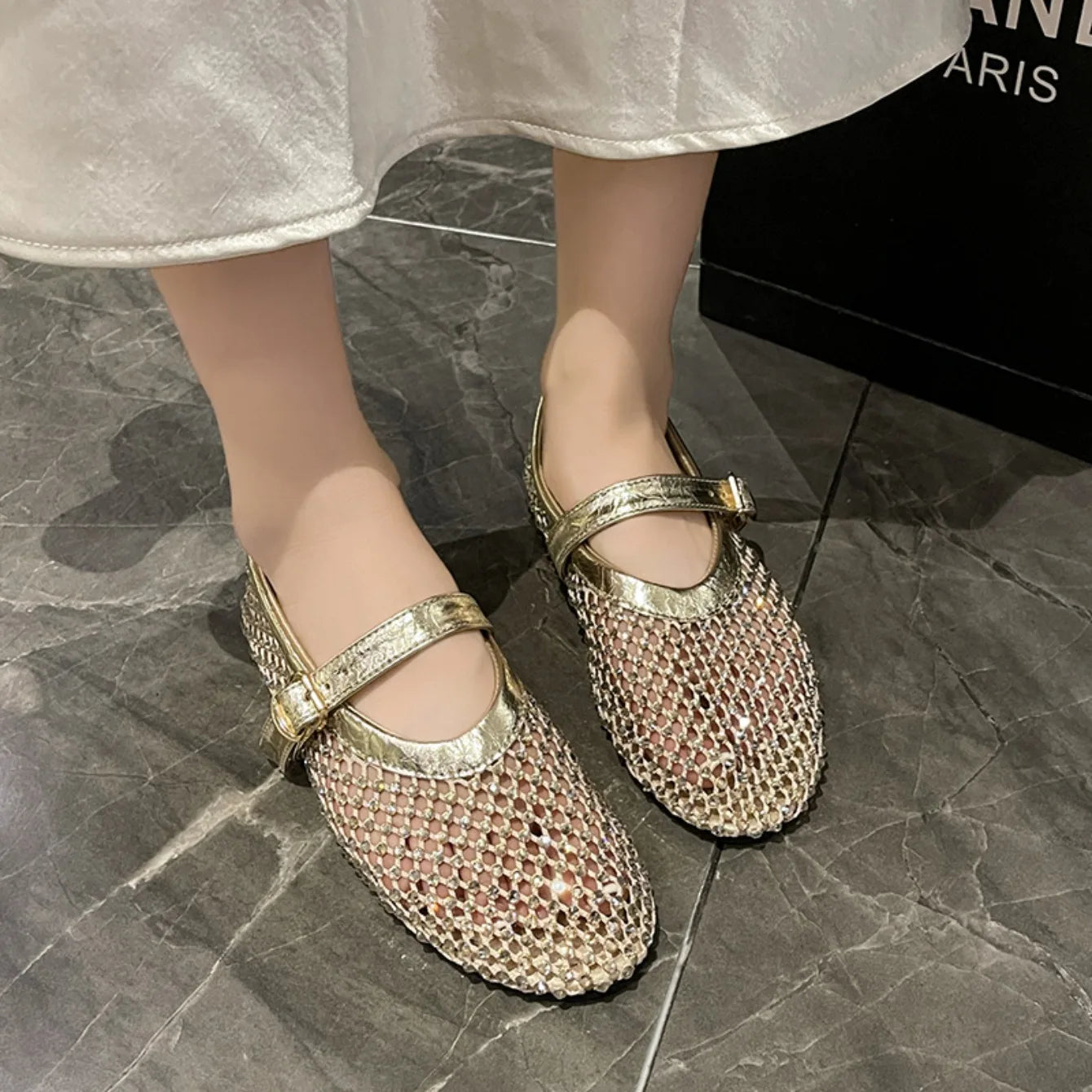 Women Mesh Ballet Flats Sandals New Flats Comfortable Round Toe Shoes Women Ballerina Trend Breathable Casual Walking Sandals