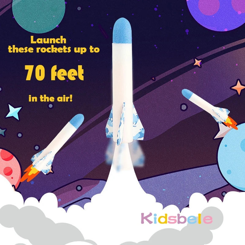 Lanzacohetes de aire para niños, bomba de pie, juego deportivo, juego de salto y pisoteo, juego de juguetes para niños al aire libre, lanzacohetes a presión, juegos de pedales 