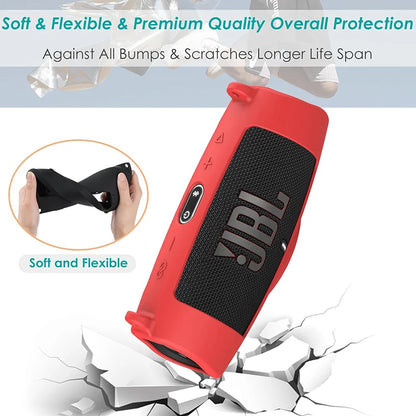 Newest Bluetooth Speaker Case Soft Silicone Cover Skin With Strap Carabiner for JBL Charge 5 Wireless Bluetooth Speaker Bag