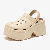 Sandalias de tacón alto y grueso para mujer, zapatos de playa y jardín, impermeables, con suela suave de 9 cm, para verano, 2024 
