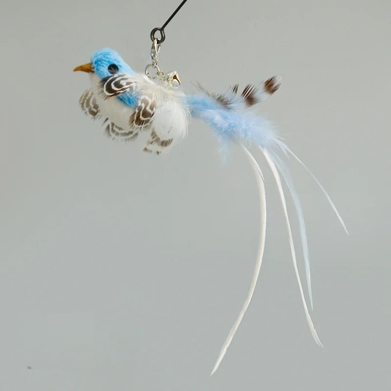 Varita de pájaro/pluma para gato con campana y potente ventosa, manos libres, juguetes interactivos para gatos, ejercicio de caza de gatitos, productos para mascotas