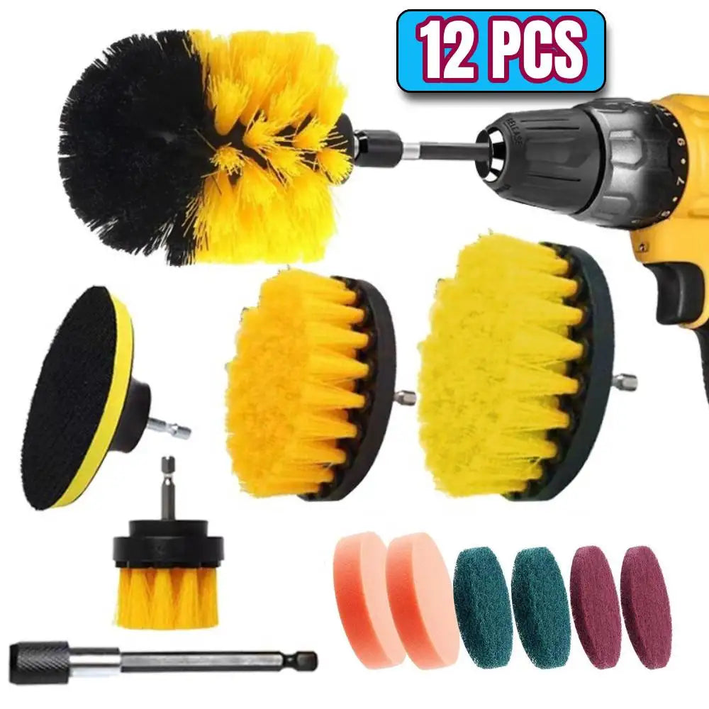 Kit de 12 o 4 cepillos para taladro eléctrico, cepillo de limpieza para alfombras, vidrios, coches, cocinas, baños, herramientas de limpieza del hogar. 