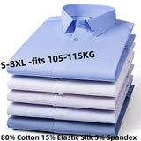 New Fabric 80% Cotton 15% Elastic Silk 5% Spandex No-Iron Anti-Wrinkle Men's Long Sleeve & Short Sleeve Formal Shirts
