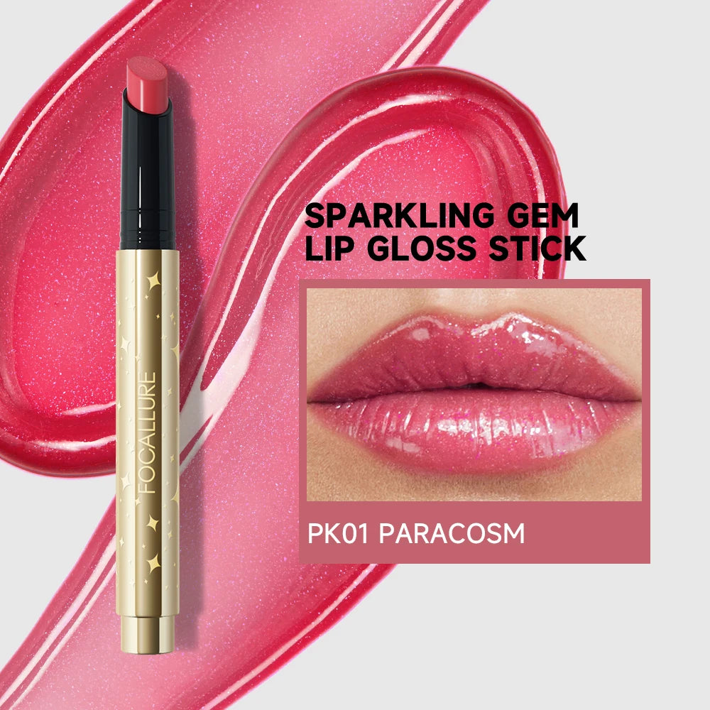 FOCALLURE Brillo labial perlado en barra, hidratante, de larga duración, sexy, brillante, lápiz labial, maquillaje, cosméticos