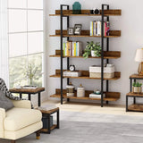 Tribesigns Bookshelf Storage Rack Standing Shelf 5 Tier Industrial Sturdy Bookshelf with Iron Pipe Frame