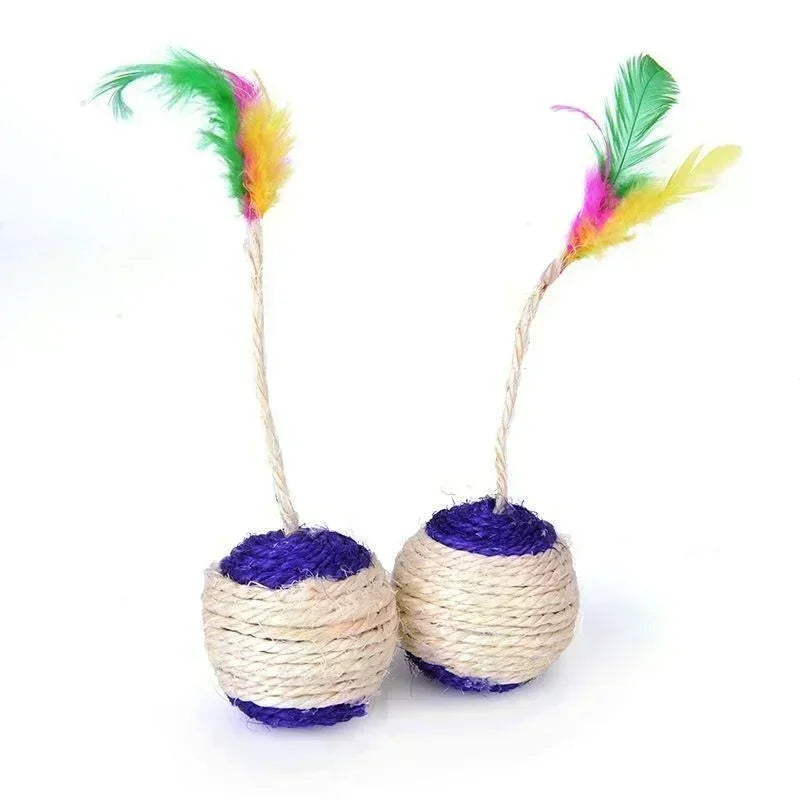 Interactive Cat Scratching Ball Toy, Sisal Feather Toy for Kitten, Training, Pet Supplies, 1Pc 