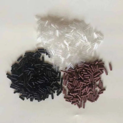 500 tubos termorretráteis dos pces para extensões de cabelo sem adesivo forrado preto e transparente brownfusion ferramentas acessórias do cabelo