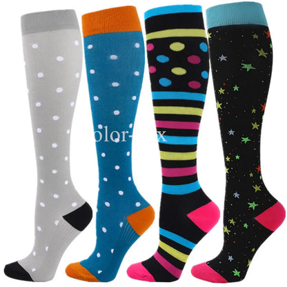 4 Pairs/Pack Compression Socks High Sports Socks for Women Men Running Hiking Edema Diabetes Varicose Veins Socks 20-30mmHg