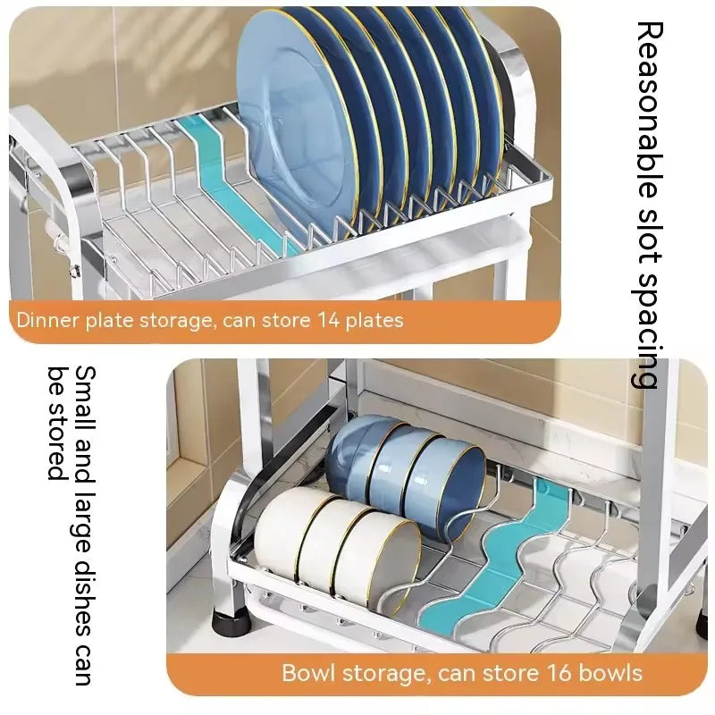 High Quality Kitchen Utensil Storage Rack Household Countertop Storage Rack 3-Layer Cupboard Multifunctional Utensil Drain Rack