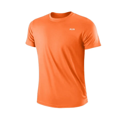 Men's Crew Neck Short Sleeve Running T-Shirt Moisture Wicking Training Exercise Gym Sports Shirt Lightweight Tops 