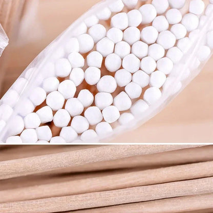 Hisopos de algodón de doble punta para desmaquillaje doméstico, limpieza de oídos, higiene, hisopos de algodón desechables de cabeza redonda.