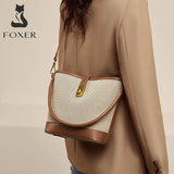 FOXER 2026 New Women's Handbag PVC Leather Lady Bucket Bag Fashion Shoulder Bag Light Luxury Best Gift for Wife,Lover