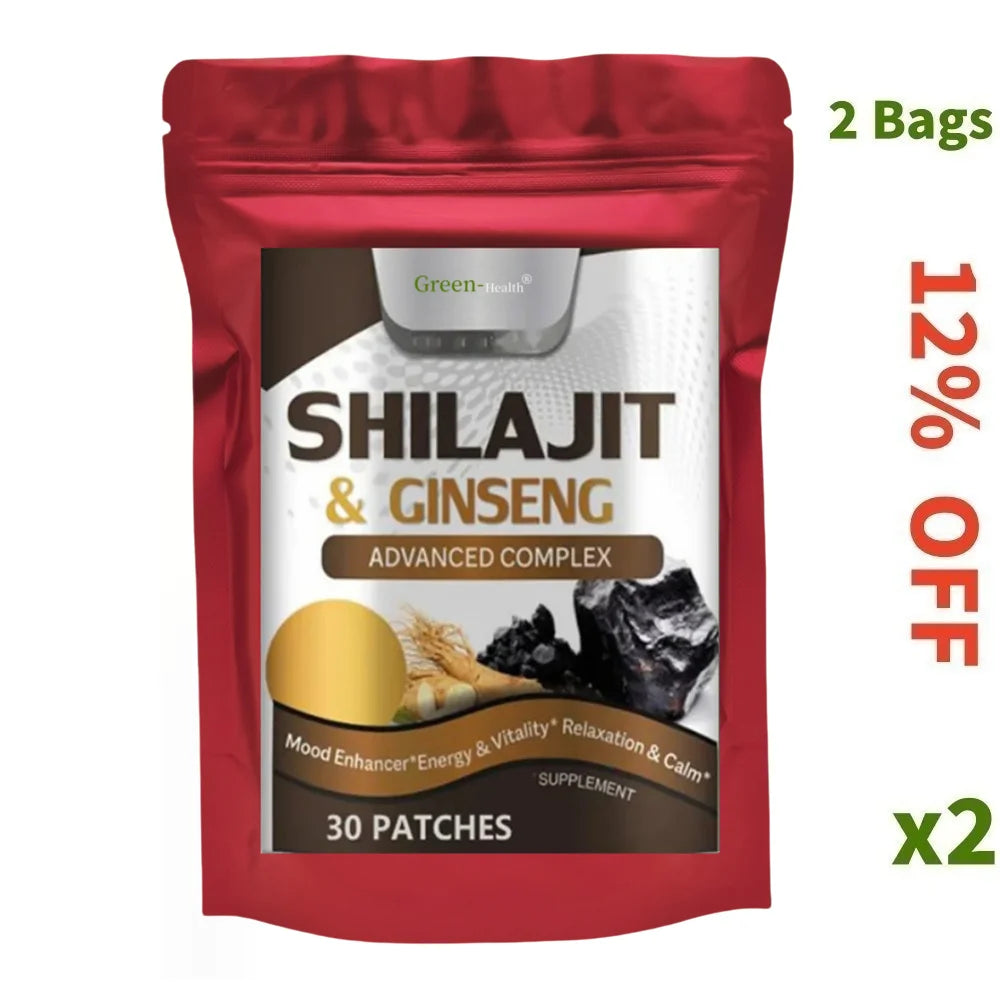 Hot sale 30 Patches Shilajit & Ginseng Supplement - Provides Energy and Endurance, Enhances Brain & Memory, Immune Support