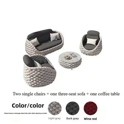Outdoor Seat Outdoor Rattan Sofa Courtyard Combination Double Chair Leisure Terrace Villa Living Room Balcony Furniture Home