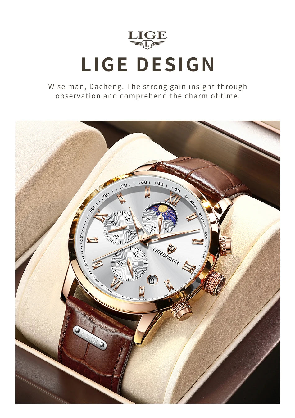 LIGE Casual Men Watch Luxury Leather Waterproof Sport Quartz Wristwatch Chronograph Military Watch for Men Relogio Masculino