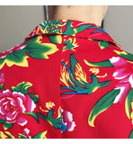 Men Suit 2 Piece Fashion Party Mens Vintage Print Big flower in northeast China Suits Jacket Pants Men Sets