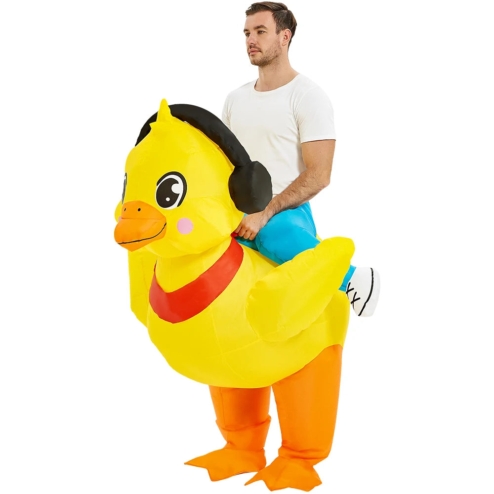 Adult Rooster Inflatable Costume Funny Unicorn Elk Animals Inflatable Suit Halloween Carnival Half Body Blow Up Suit for Cosplay