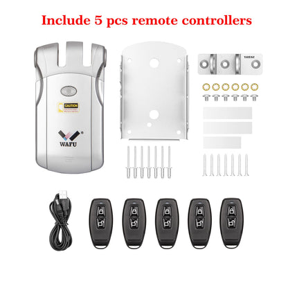 Wafu Door Lock 019 Remote Control Deadbolt Lock Electronic Keyless Tuya Bluetooth/Wifi Smart Lock 433Mhz Invisible Lock