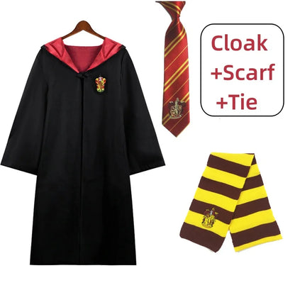 Magic School Wizardry Costume Set for Men Women Cape Scarf Tie Cosplay Adult Children Halloween Christmas Prop Gifts