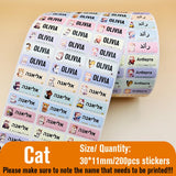 Custom Name Tag Sticker Waterproof Kawaii Stickers Decals Personalized First Name Label for Children School Stationery Bottle