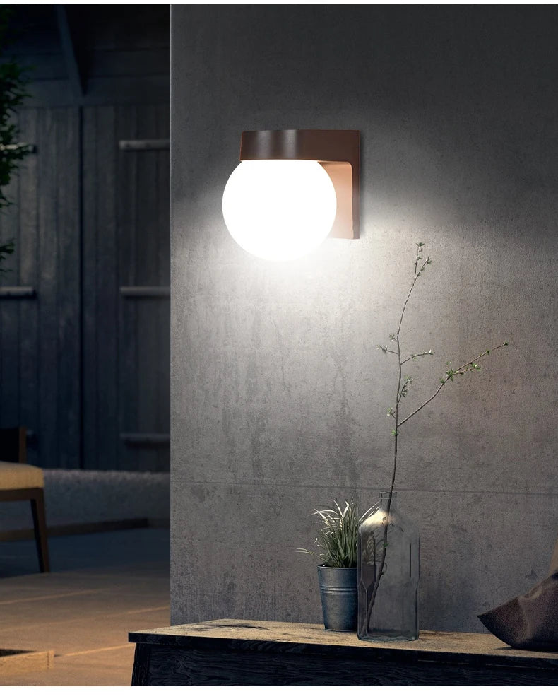 Outdoor Wall Lamp Balcony Bedroom Corridor Courtyard Lamp Acrylic Lamp Shade E27 Spherical Wall Lamp Upper and Lower Wall Lamp