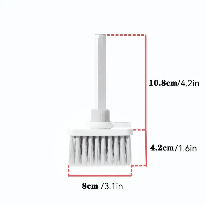 Cepillo de limpieza 5 en 1 para eliminar el polvo, cepillo de teclado de doble cabezal desmontable, cepillo multifuncional para eliminar el polvo de los auriculares.