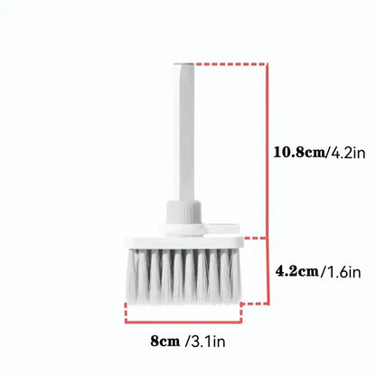 Cepillo de limpieza 5 en 1 para eliminar el polvo, cepillo de teclado de doble cabezal desmontable, cepillo multifuncional para eliminar el polvo de los auriculares.