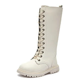 Girls Long Boots Children Knee-High Fashion Motorcycle Boots Rubber Soft Platform for Princess Kids High Boots Classic Winter