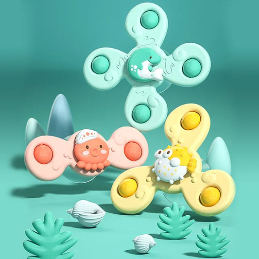 Cartoon Fidget Spinner Toys for Baby, Colorful Insect Gyro, Educational Toy for Kids, Finger Rattle, Bath Toys for Boys and Girls, Gift, 3pcs 