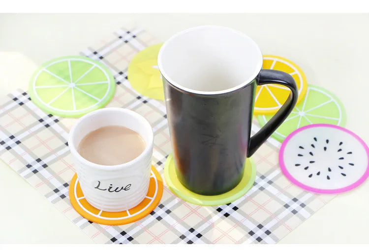 Fruit Shape Cup Coaster Silicone Slip Insulation Pad Cup Mat Hot Drink Holder Mug Stand Home Table Decorations Kitchen Accessory