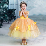 2025 Cosplay Belle Princess Dress Girls Dresses For Beauty and beast Party Clothing Magic stick crown Costume 3-12Y