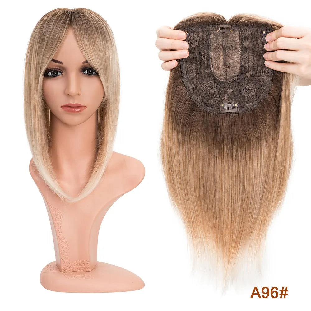 Benehair 14'' 18'' Hair Toppers with Bangs for Women Synthetic 6x6 Top Hairpieces Wigs Long Straight Clip in Hair Extension