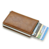RFID Aluminum Men Wallet Card Holders Purse Carbon Fiber Men Business Slim Thin Smart Wallet Credit Cardholder Case Note Holder