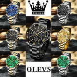 OLEVS 2870 Men's Watch Top Brand Luxury Watch for Men Original Waterproof Stainless Steel Chronograph Moon Phase Date Rota Dial