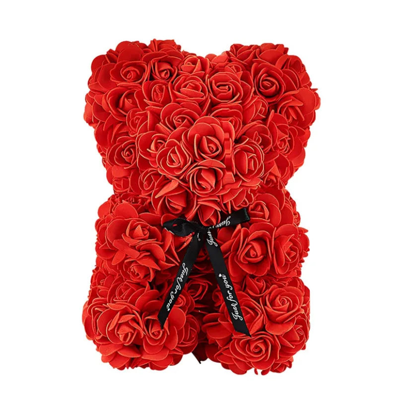 Urso de Pelúcia de Rosas Artificiais Eternas (Modelo 2026) – Presente e Decoração para Dia das Mães, Aniversários, Dia dos Namorados e Datas Especiais