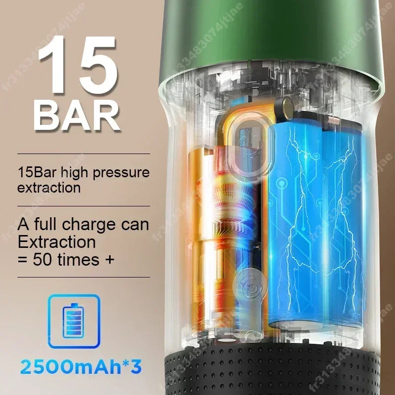 Electric Portable Coffee Machine Portable Italian Espresso Machine for Car & Home 3-in-1 Capsule Powder Travel Coffee Maker