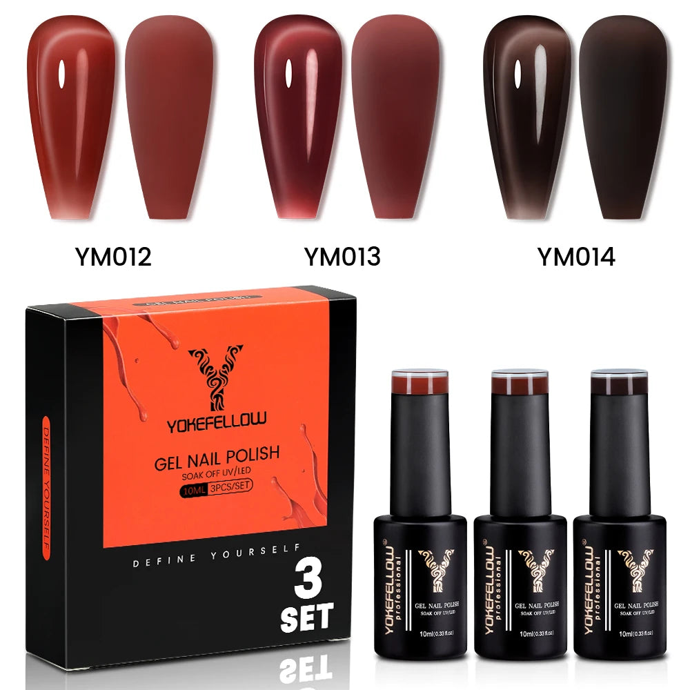 NEW YOKEFELLOW 10ml Crystal Jelly Nude Red Pink Gel Nail Polish Transparent Semi-permanent UV Gel Nail Art Soak Off Gel Varnish